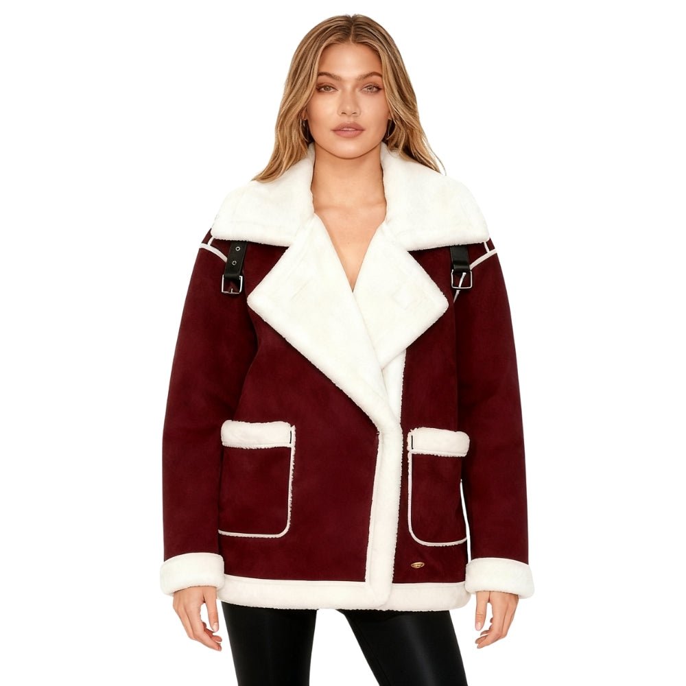 Ophelia | Rich Faux Shearling Aviator Jacket for Women
