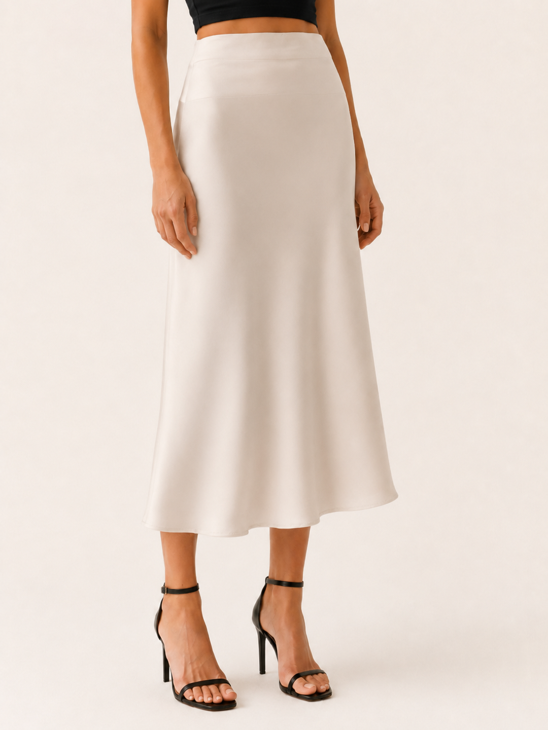 Maribel | Rippling Satin High Waist Midi Skirt for Women