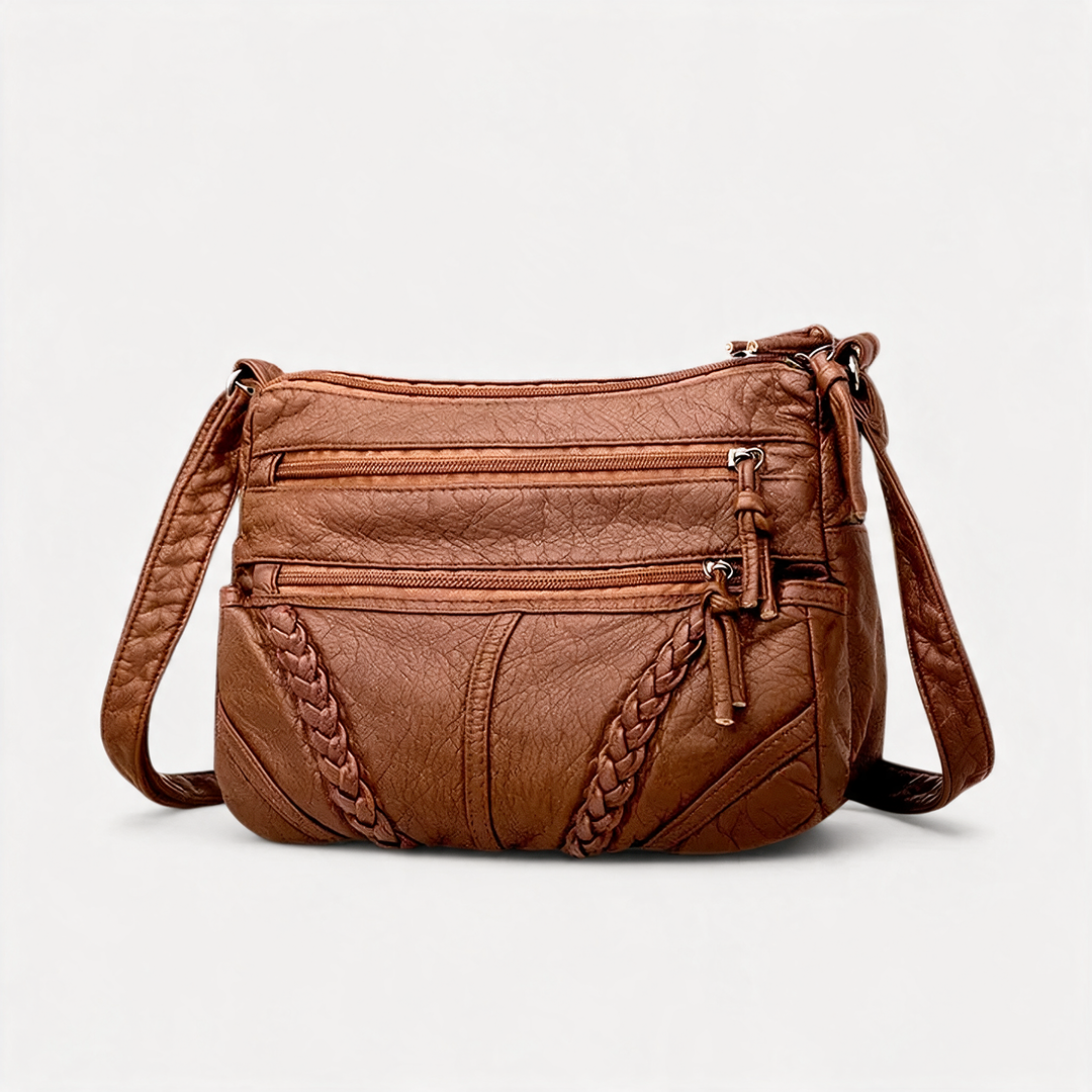 Maylis | Topstitched Multi Zip Crossbody Bag for Women