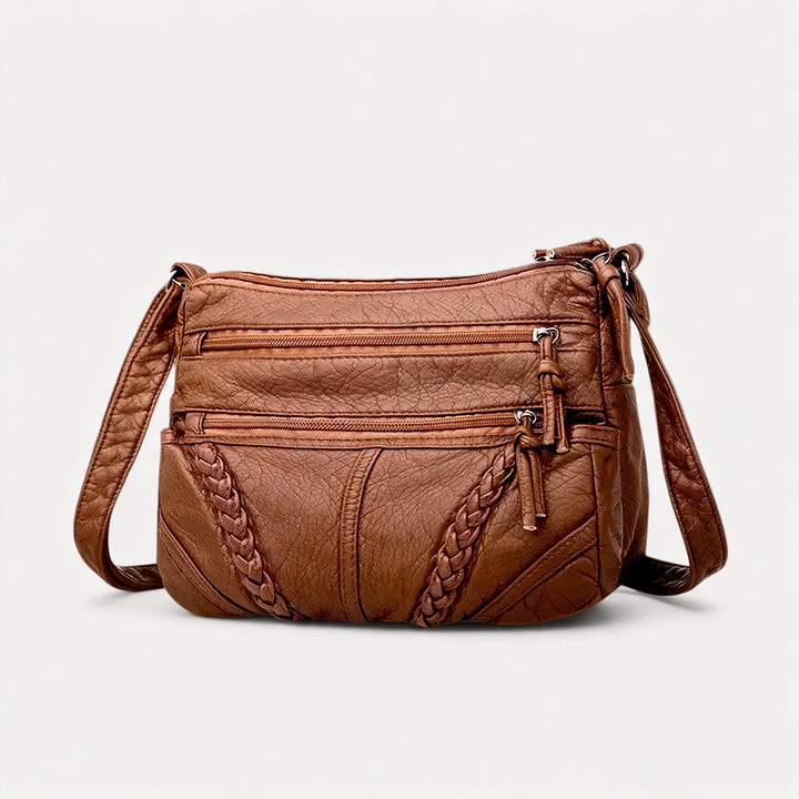 Maylis | Topstitched Multi Zip Crossbody Bag for Women