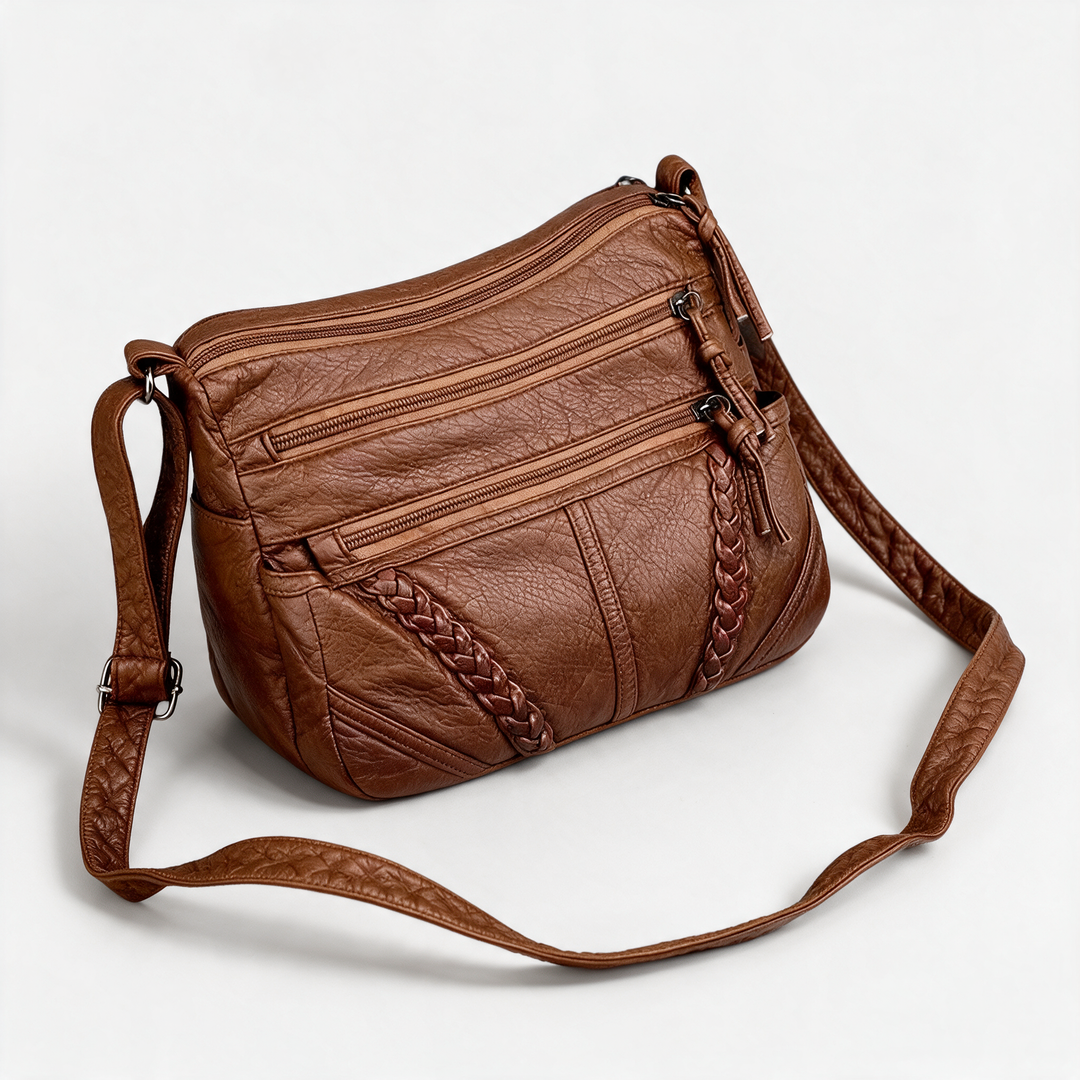 Maylis | Topstitched Multi Zip Crossbody Bag for Women