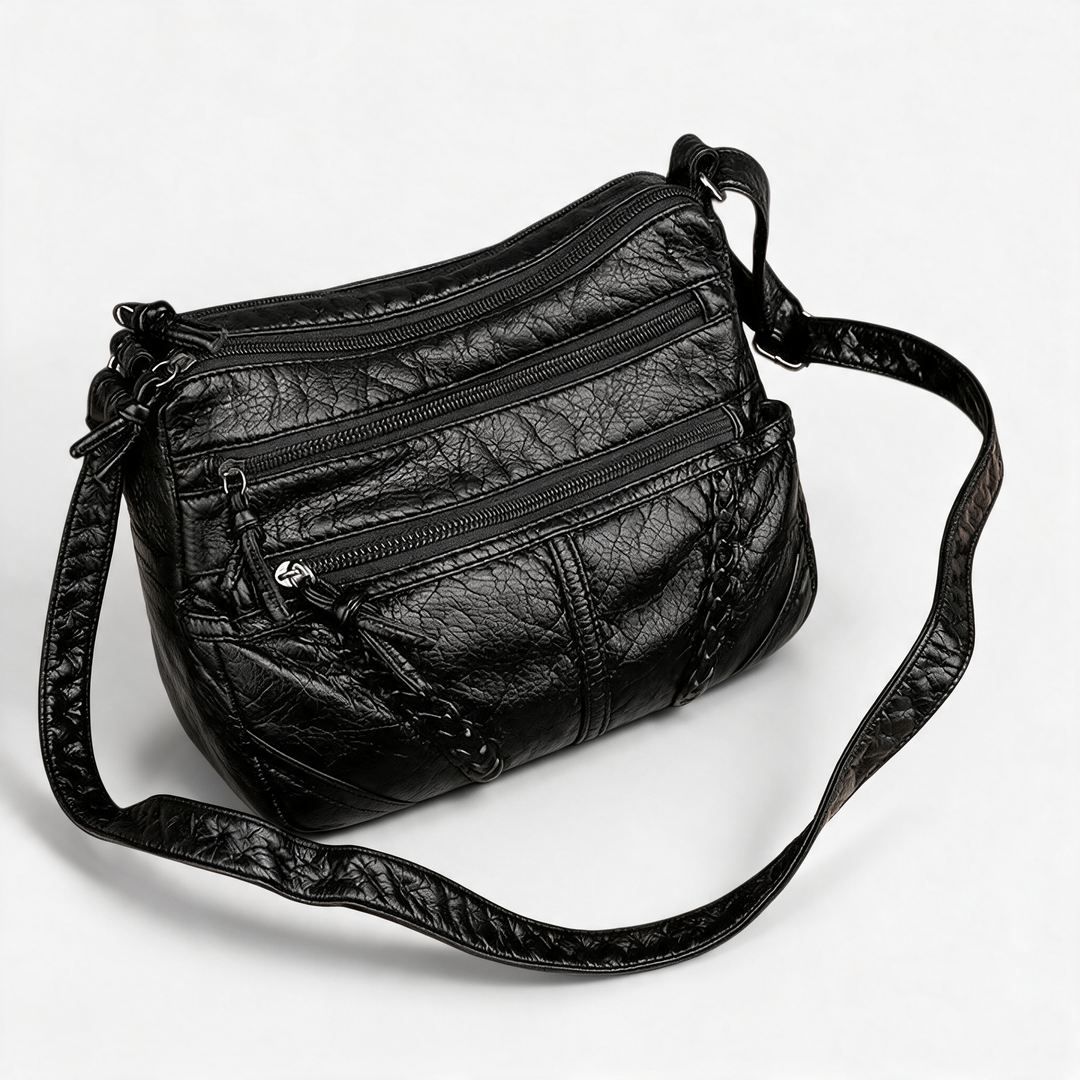 Maylis | Topstitched Multi Zip Crossbody Bag for Women