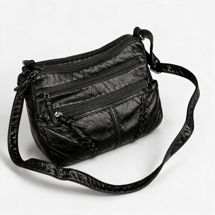 Maylis | Topstitched Multi Zip Crossbody Bag for Women