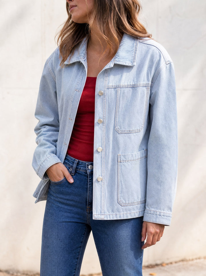 Melaine | Pocketed Denim Chore Utility Jacket for Women