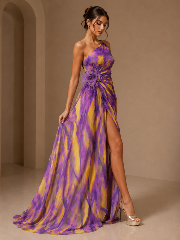 Maud | Slitted One Shoulder Evening Dress for Women