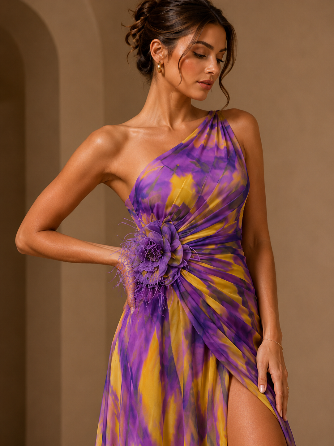 Maud | Slitted One Shoulder Evening Dress for Women