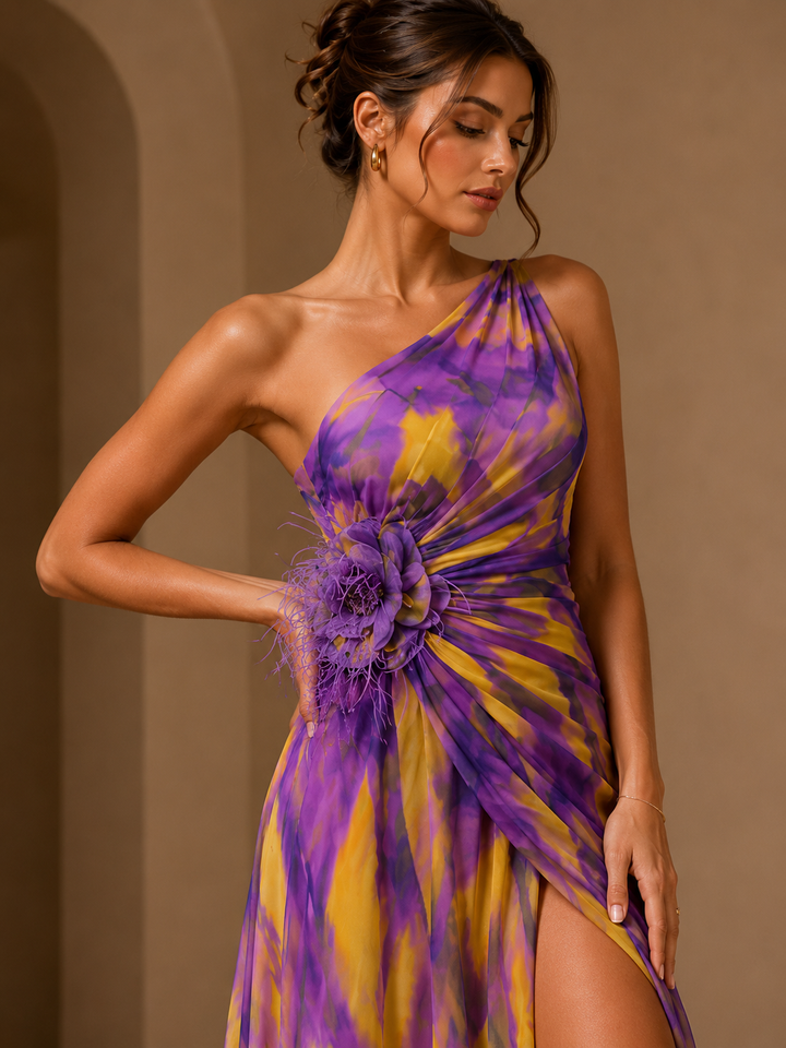 Maud | Slitted One Shoulder Evening Dress for Women