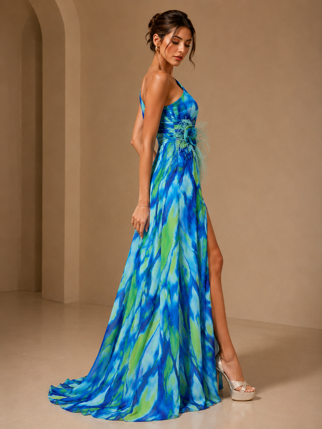 Maud | Slitted One Shoulder Evening Dress for Women