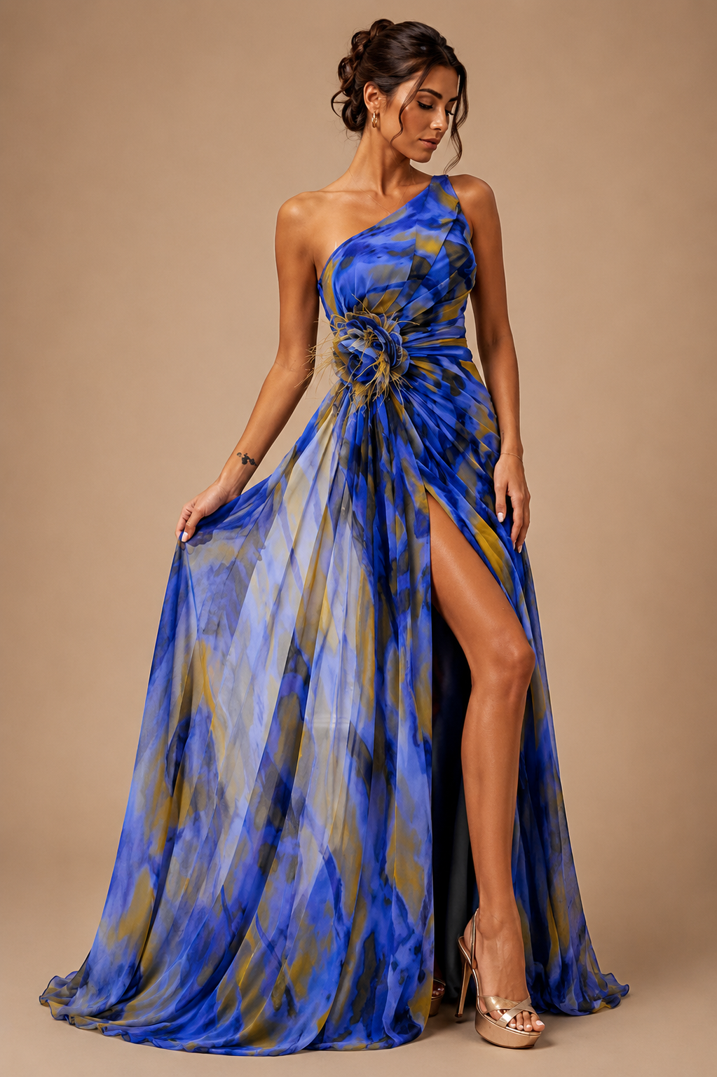 Maud | Slitted One Shoulder Evening Dress for Women