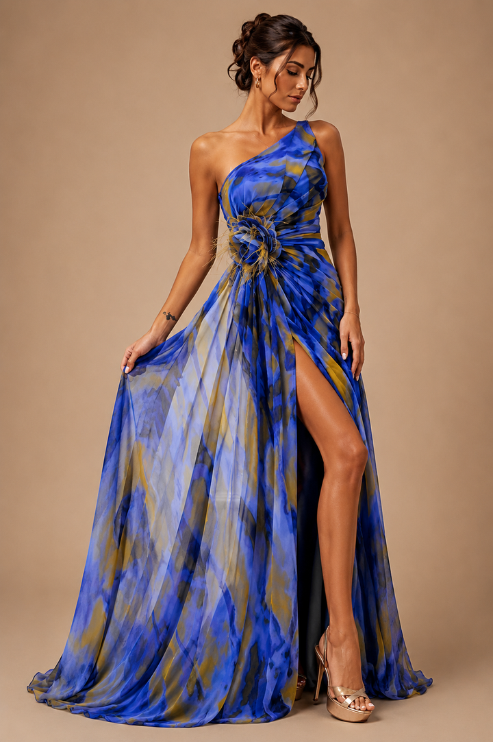 Maud | Slitted One Shoulder Evening Dress for Women