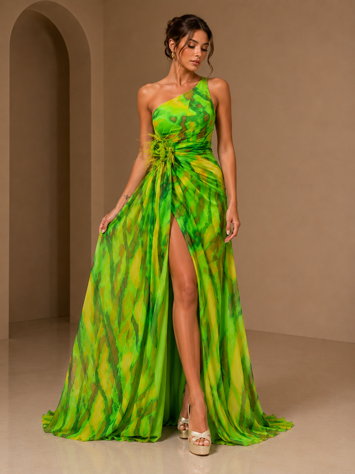 Maud | Slitted One Shoulder Evening Dress for Women