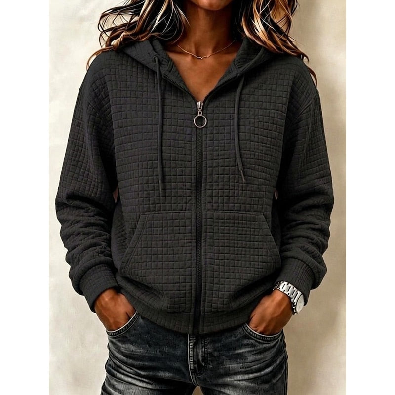 Ella | Tender Textured Zip Up Hoodie for Women