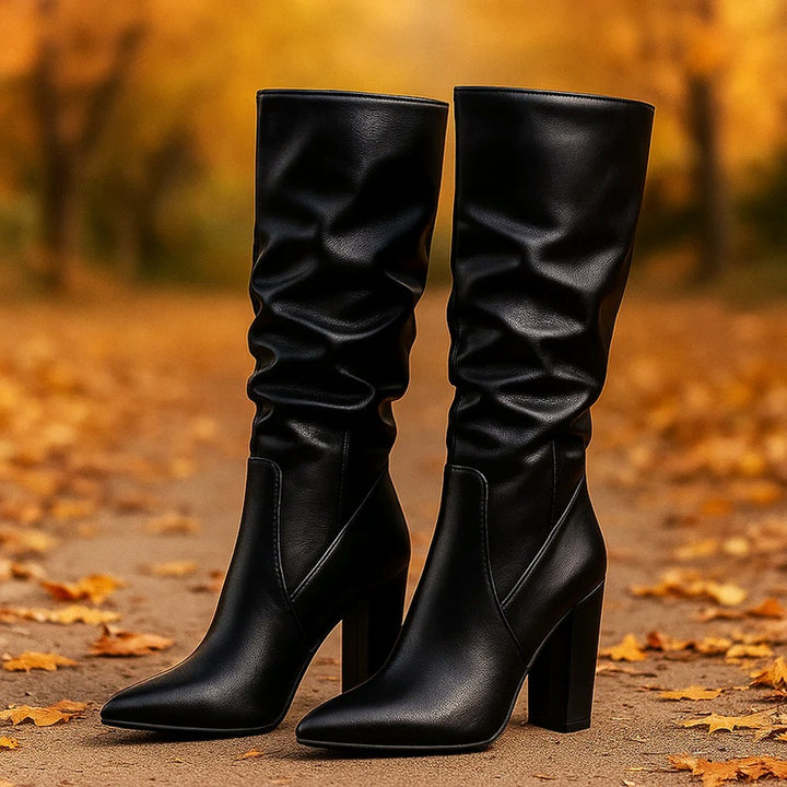 Orane Black Knee High Boots for women