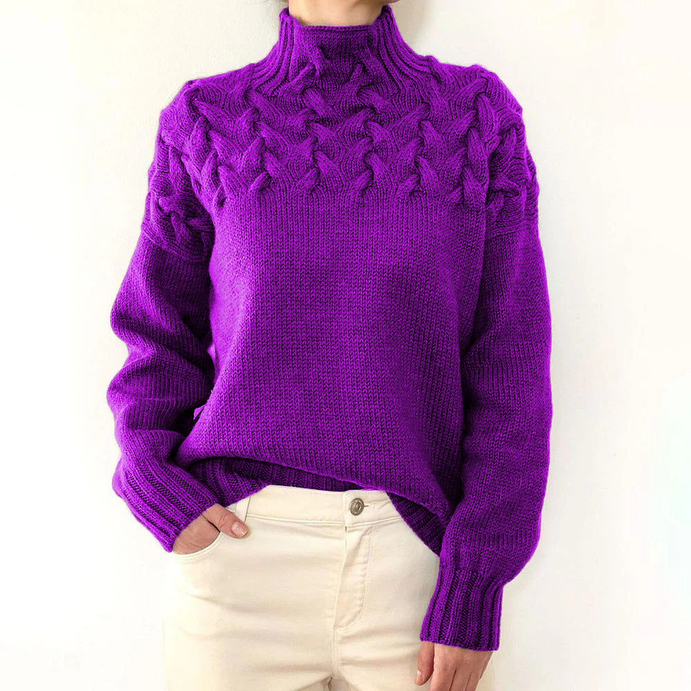 Elena | Velvety Cable Knit Turtleneck Sweater for Women