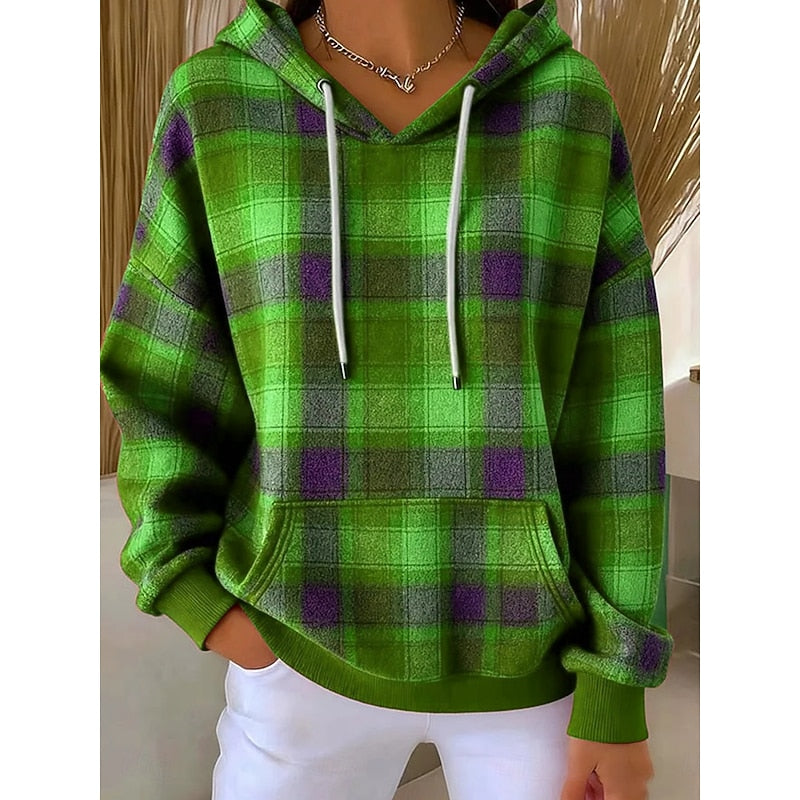 Hannah | Woolen Checked Pullover Hoodie for Women