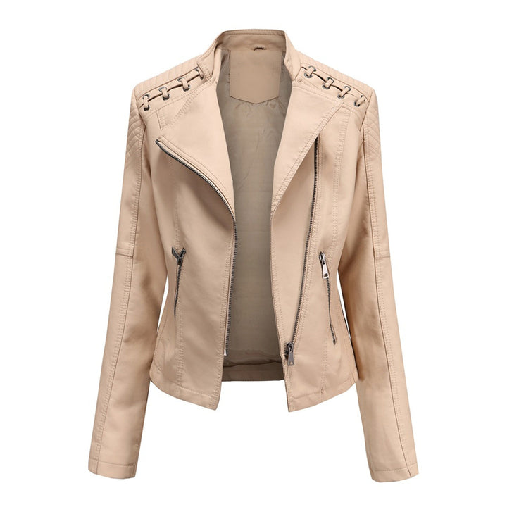 Priscilla | Soft Tan Faux Leather Jacket for Women