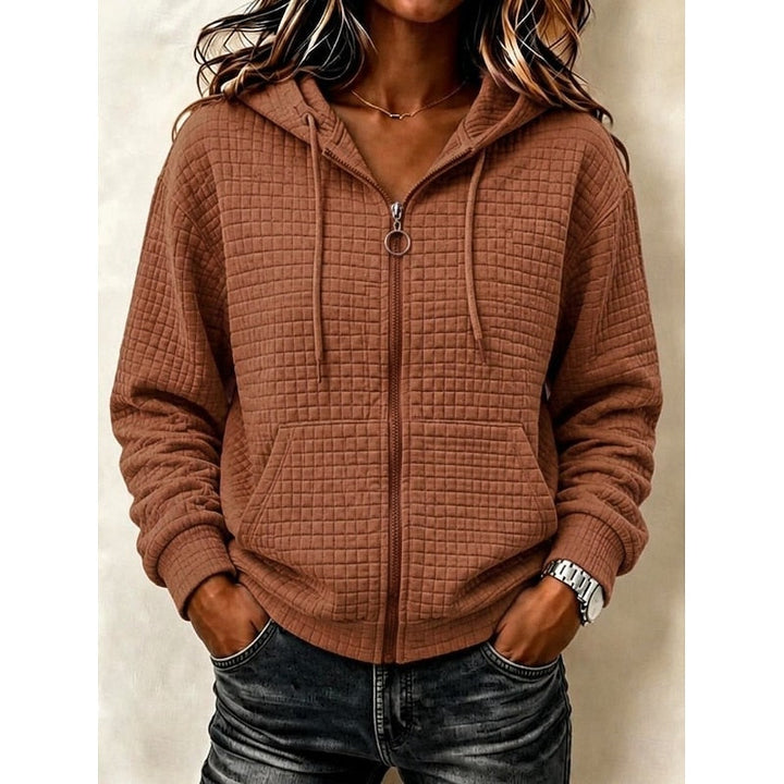 Ella | Tender Textured Zip Up Hoodie for Women