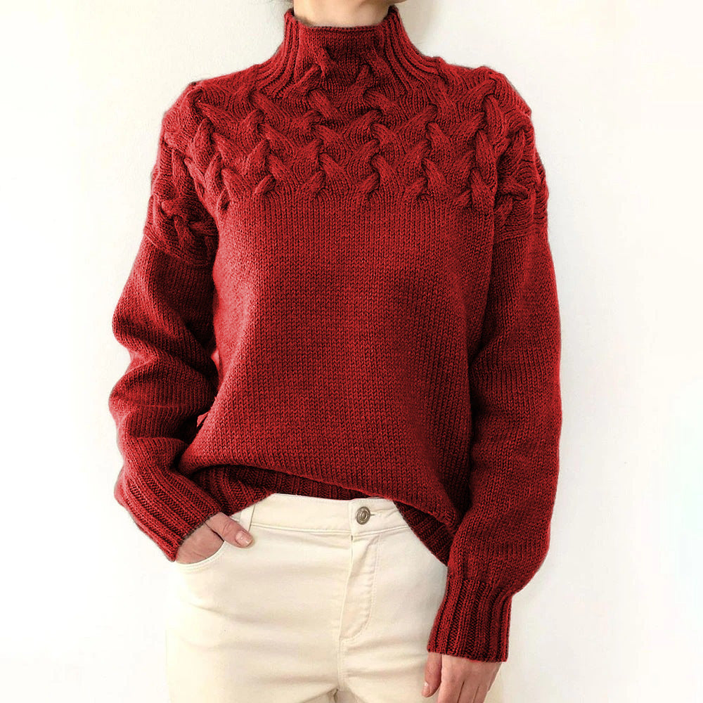 Elena | Velvety Cable Knit Turtleneck Sweater for Women