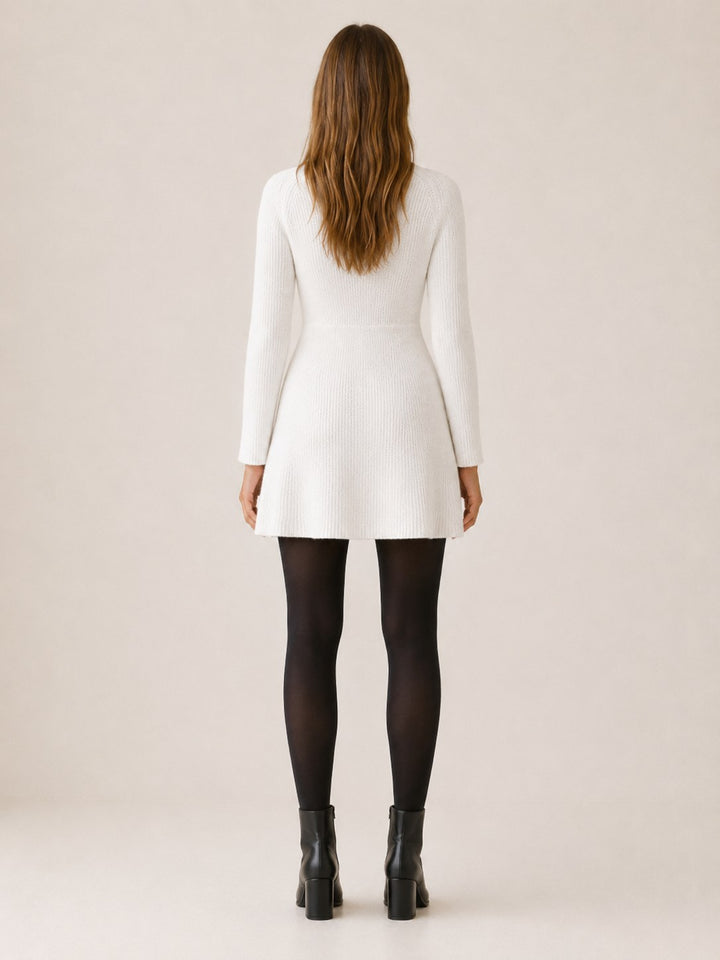 Aloise — Button Front V Neck Knit Sweater Dress (2), Rosewood Virginia