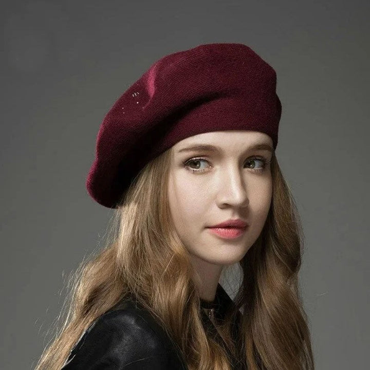 Amberly — Soft Wool Blend Beret, Rosewood Virginia