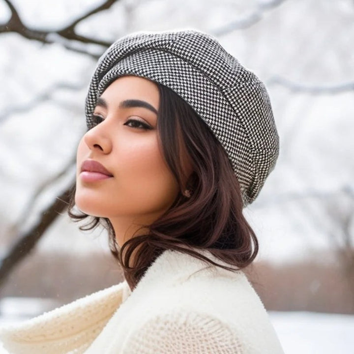 Anaise — Textured Plaid Wool Beret (2), Rosewood Virginia