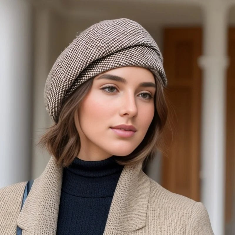 Anaise — Textured Plaid Wool Beret (3), Rosewood Virginia