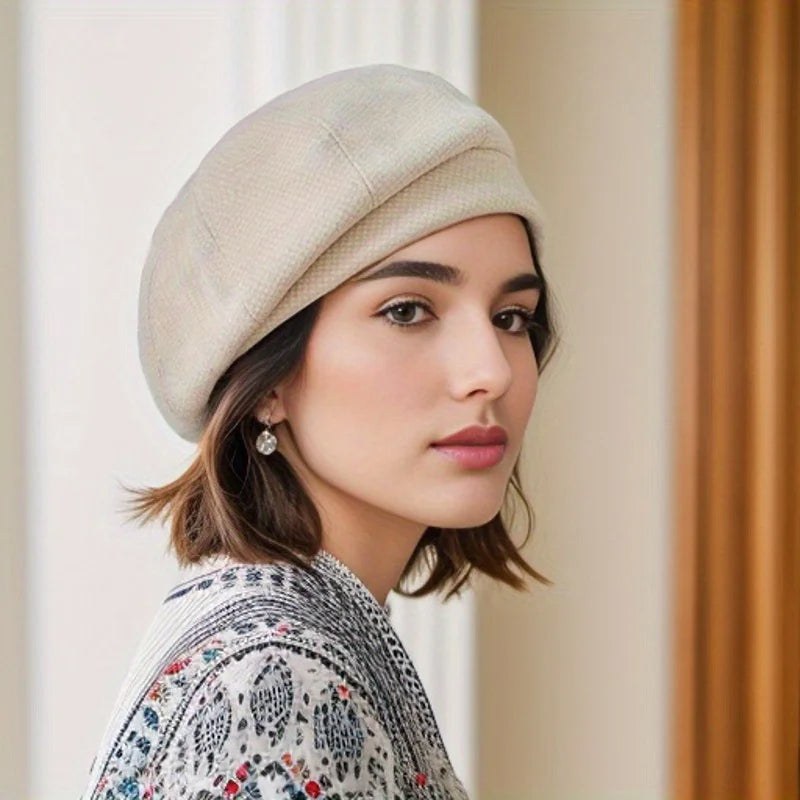 Anaise — Textured Plaid Wool Beret (4), Rosewood Virginia