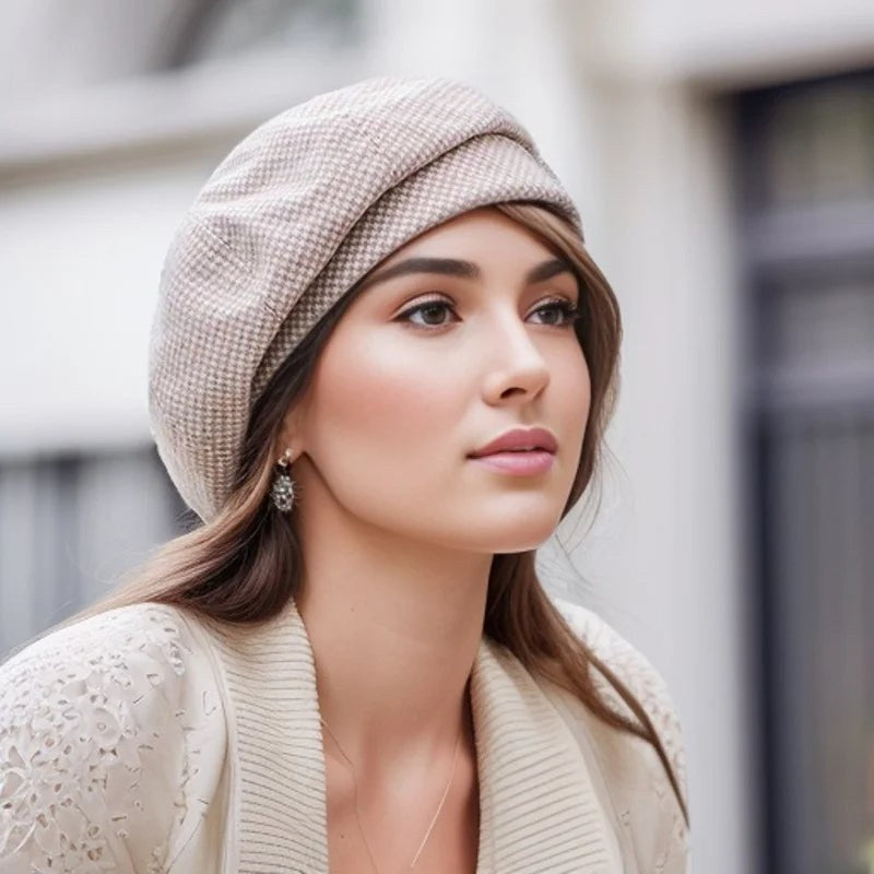 Anaise — Textured Plaid Wool Beret (5), Rosewood Virginia