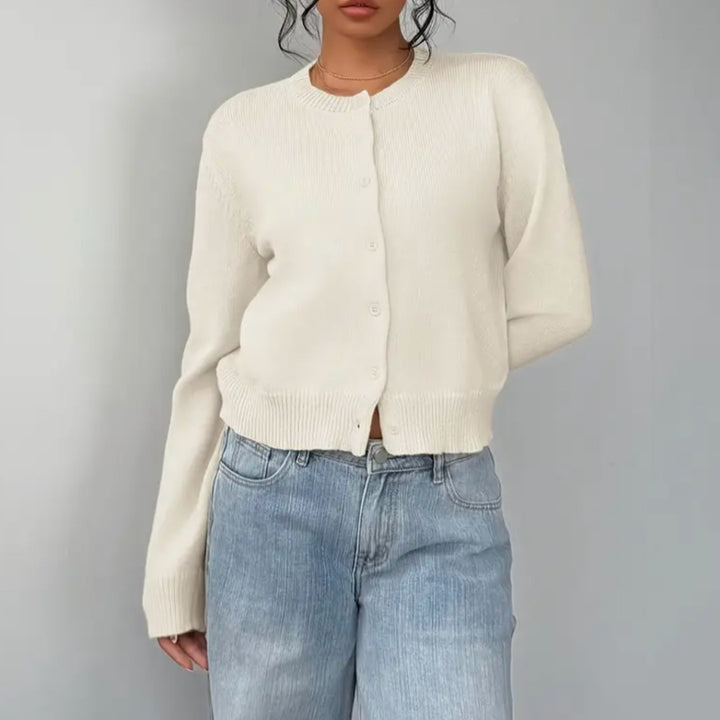 Aricie — Button Front Cropped Cardigan, Rosewood Virginia