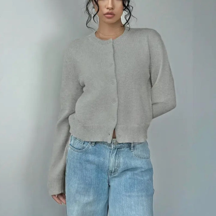 Aricie — Button Front Cropped Cardigan, Rosewood Virginia