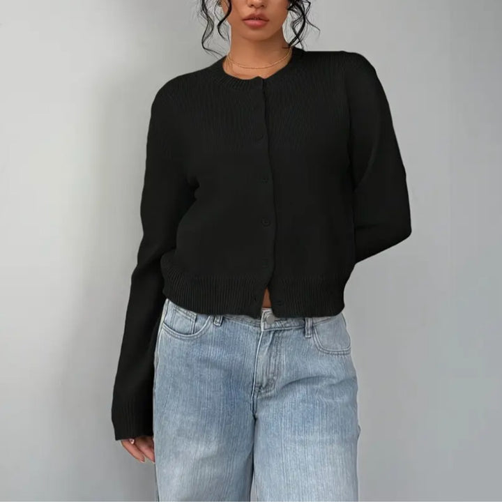 Aricie — Button Front Cropped Cardigan, Rosewood Virginia