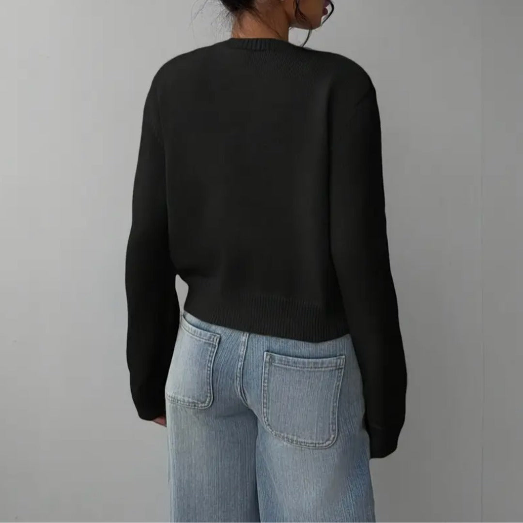 Aricie — Button Front Cropped Cardigan, Rosewood Virginia