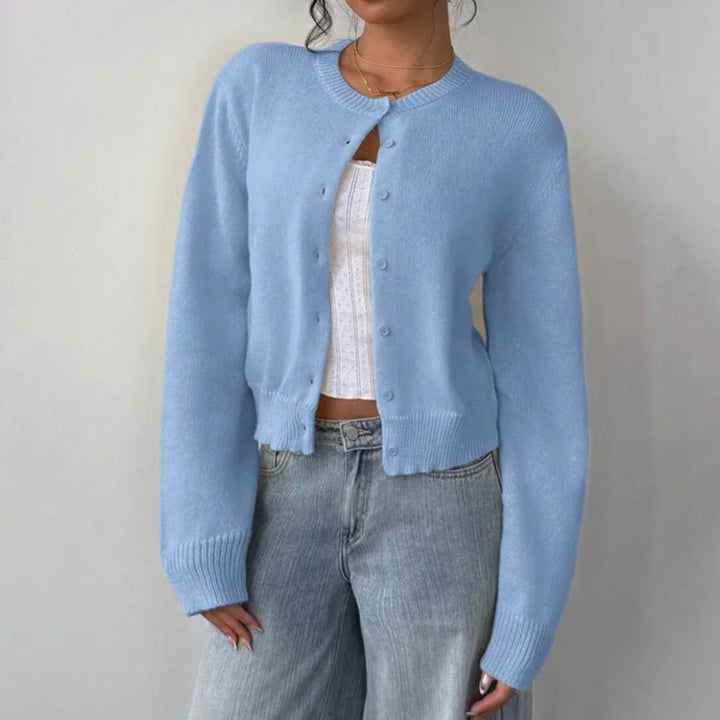 Aricie — Button Front Cropped Cardigan, Rosewood Virginia
