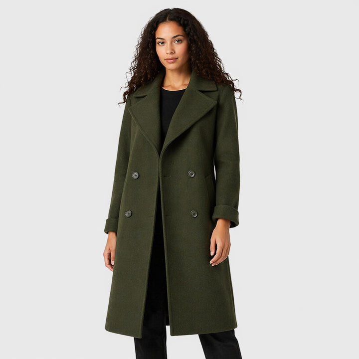 Basilie — Belted Double Breasted Trench Coat, Rosewood Virginia