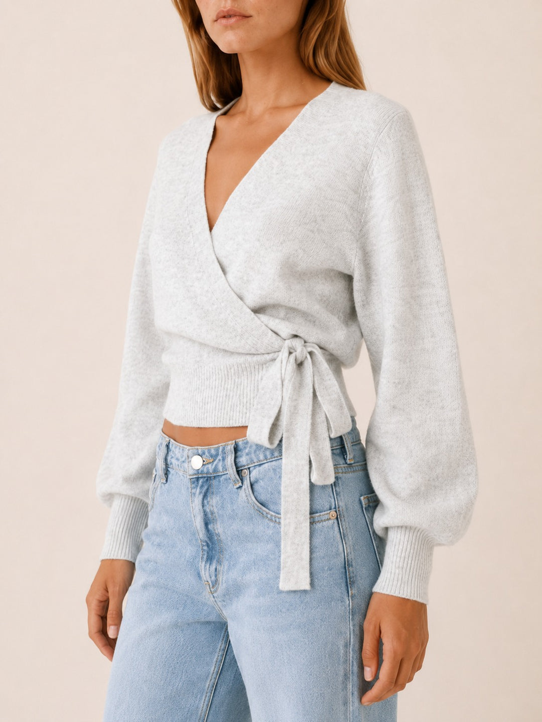 Berthe — V Neck Wrap Knit Top, Rosewood Virginia