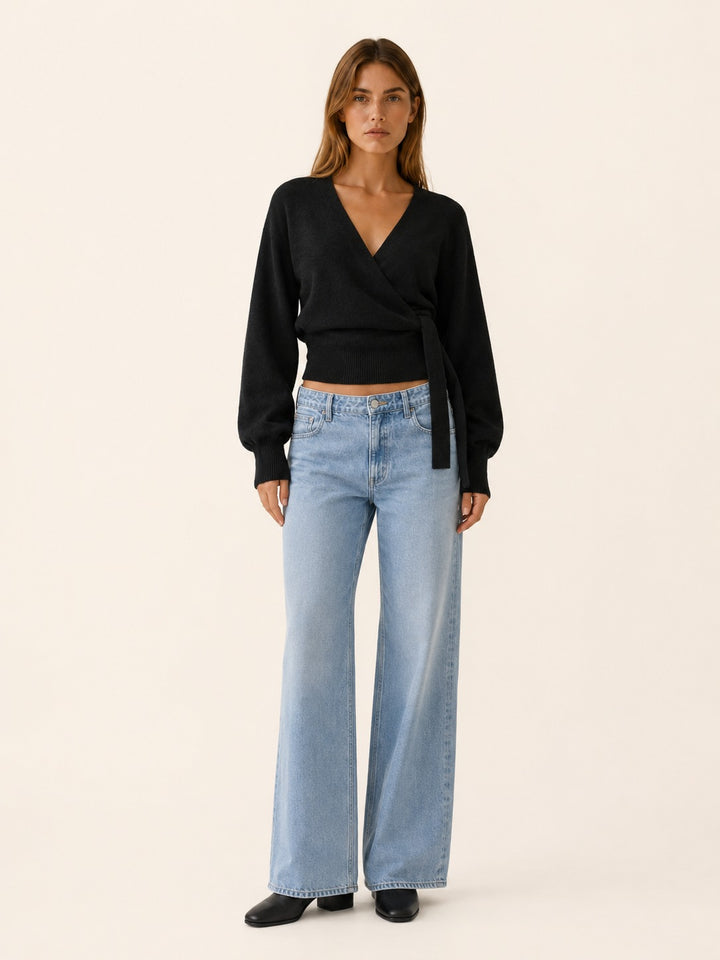 Berthe — V Neck Wrap Knit Top, Rosewood Virginia
