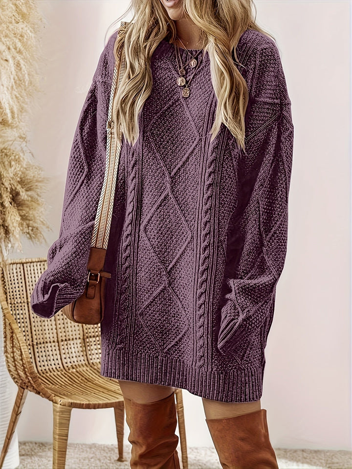 Bettina — Cozy Cable Knit Sweater Dress (2), Rosewood Virginia