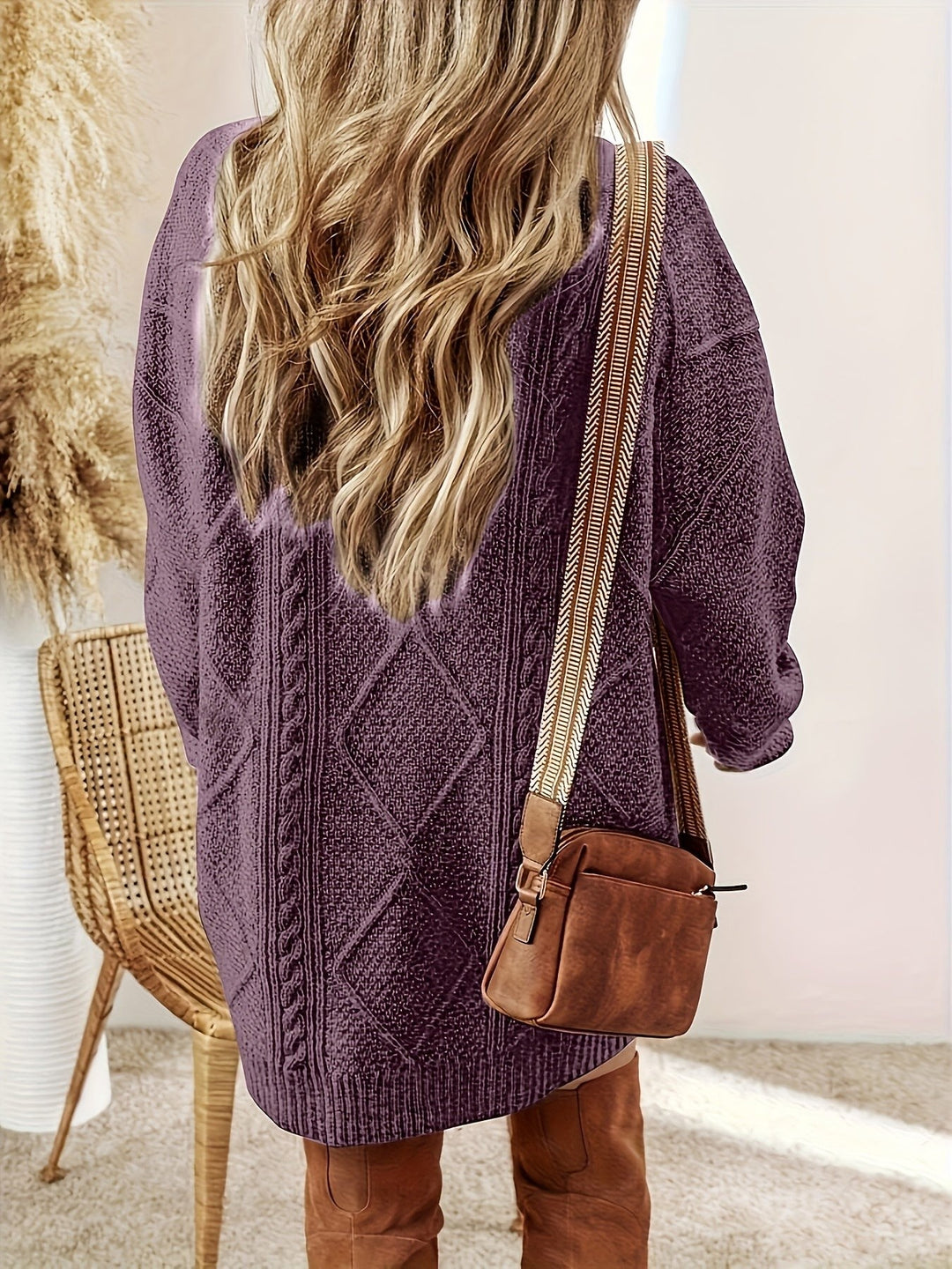 Bettina — Cozy Cable Knit Sweater Dress (3), Rosewood Virginia