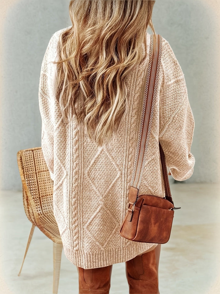 Bettina — Cozy Cable Knit Sweater Dress (9), Rosewood Virginia