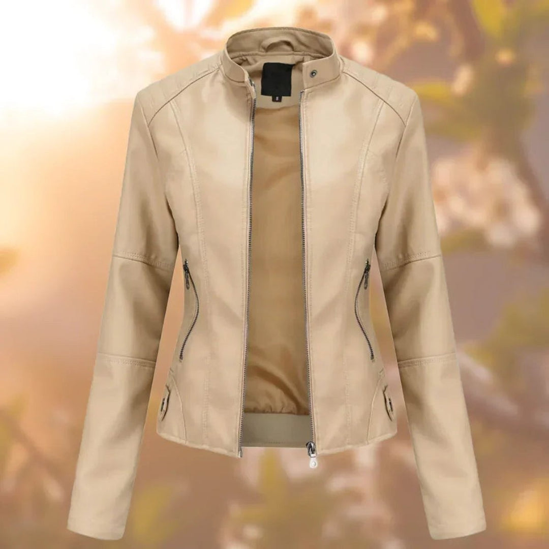 Camila — Slim Fit Faux Leather Bomber Jacket (4), Rosewood Virginia