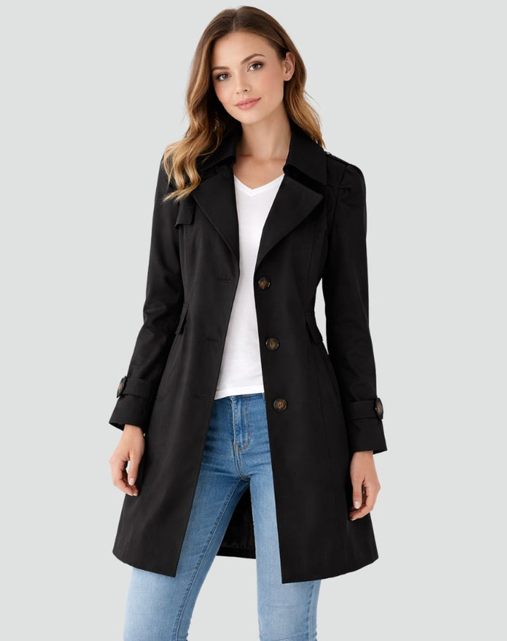 Christiane — Mid Length Tailored Trench Coat, Rosewood Virginia