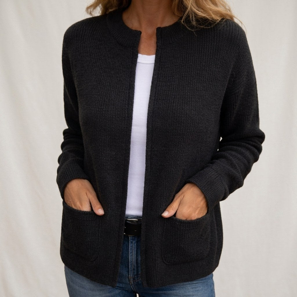 Colinette — Soft Open Front Cardigan Sweater (2), Rosewood Virginia