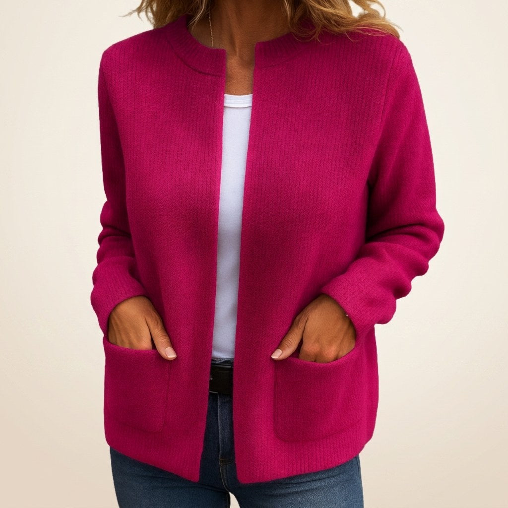 Colinette — Soft Open Front Cardigan Sweater (5), Rosewood Virginia