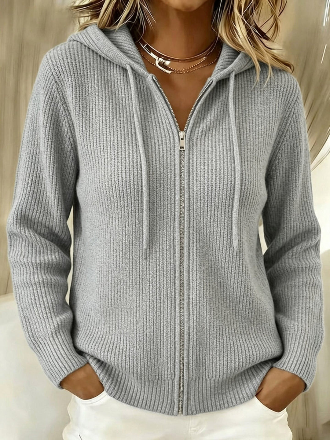 Cordula — Cozy Ribbed Knit Zip Up Hoodie (2), Rosewood Virginia
