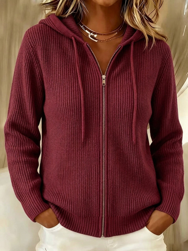 Cordula — Cozy Ribbed Knit Zip Up Hoodie (3), Rosewood Virginia