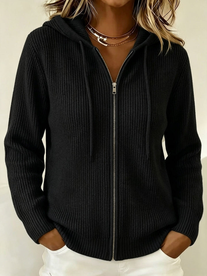 Cordula — Cozy Ribbed Knit Zip Up Hoodie (6), Rosewood Virginia
