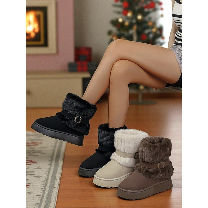Jacinthe — Cozy Cuffed Slip On Warm Winter Boots for Women