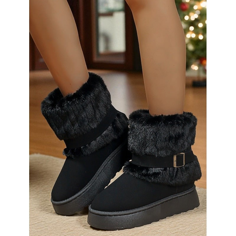 Jacinthe — Cozy Cuffed Slip On Warm Winter Boots for Women
