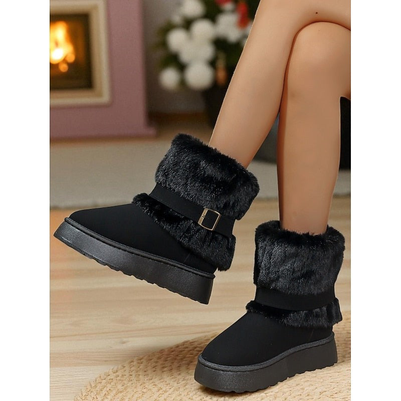 Jacinthe — Cozy Cuffed Slip On Warm Winter Boots for Women