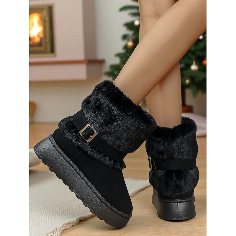 Jacinthe — Cozy Cuffed Slip On Warm Winter Boots for Women